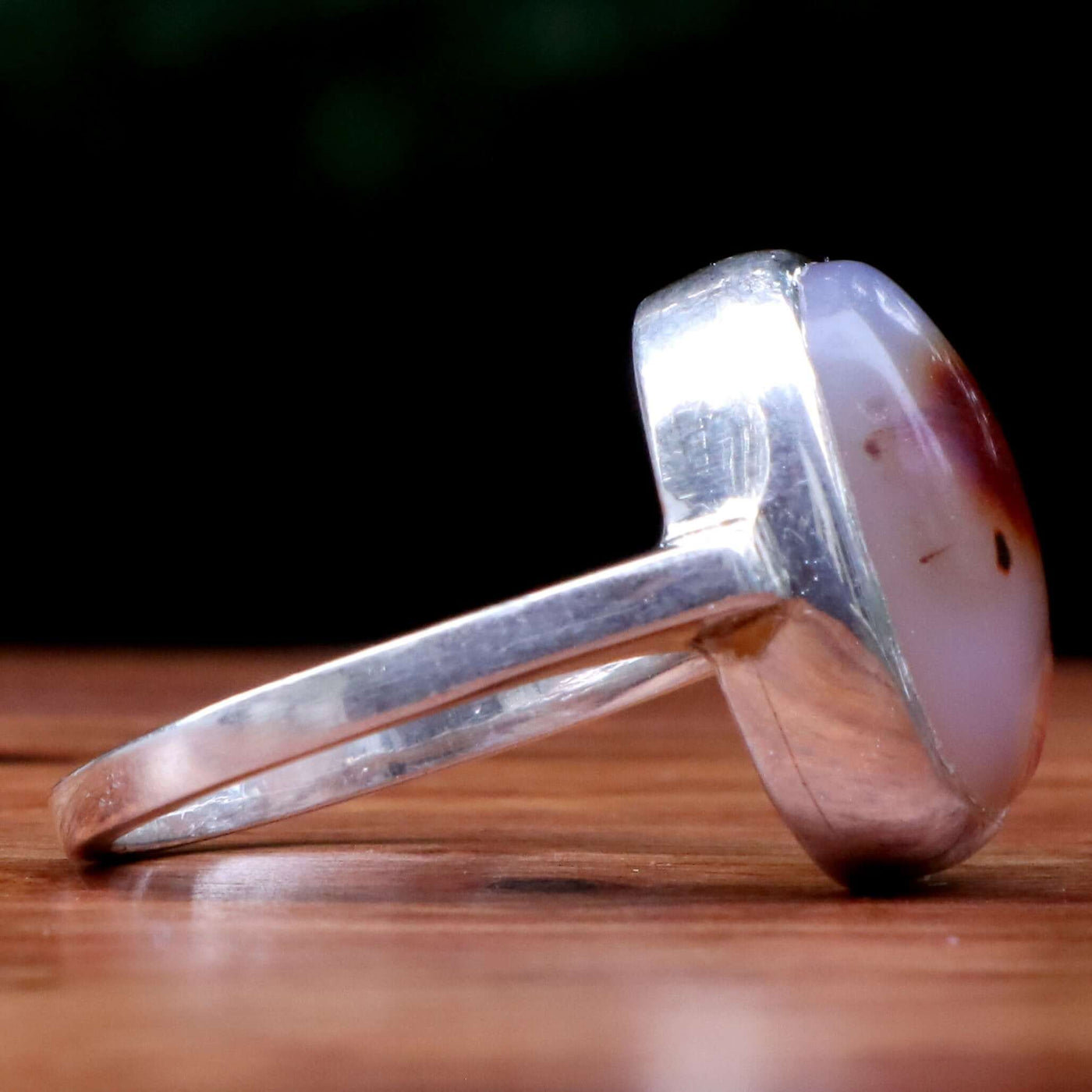 Mosawar Akik Stone Ring For Women | Natural Yemeni Aqeeq Ring For Ladies Sterling Silver | US Size 7.5 - AlAliGems