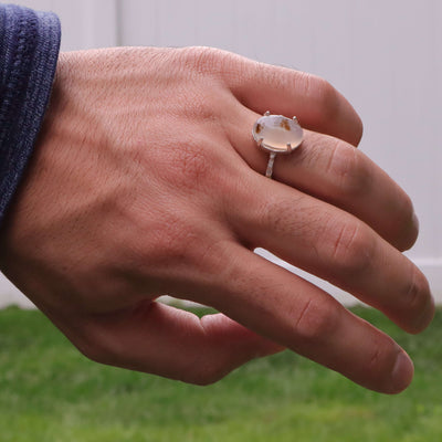 Shajari Akik Stone Ring For Women | Natural Yemeni Aqeeq Ring For Ladies Sterling Silver | US Size 8 - AlAliGems