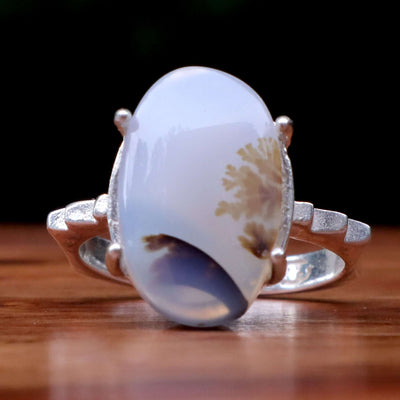 Shajari Akik Ring For Women | Natural Yemeni Aqeeq Ring For Ladies Sterling Silver | US Size 8 - AlAliGems