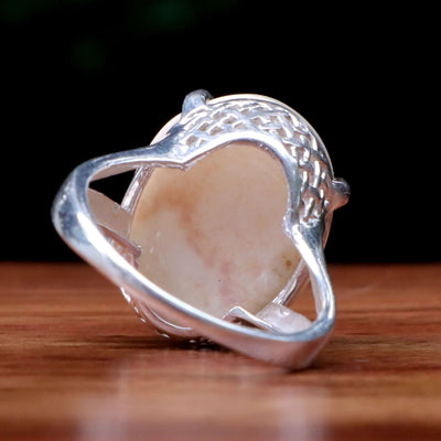 Sulemani Aqeeq Stone For Women | Handmade Sterling Silver Ring with Natural Sulemani Akik Stone | US Size 6 - AlAliGems