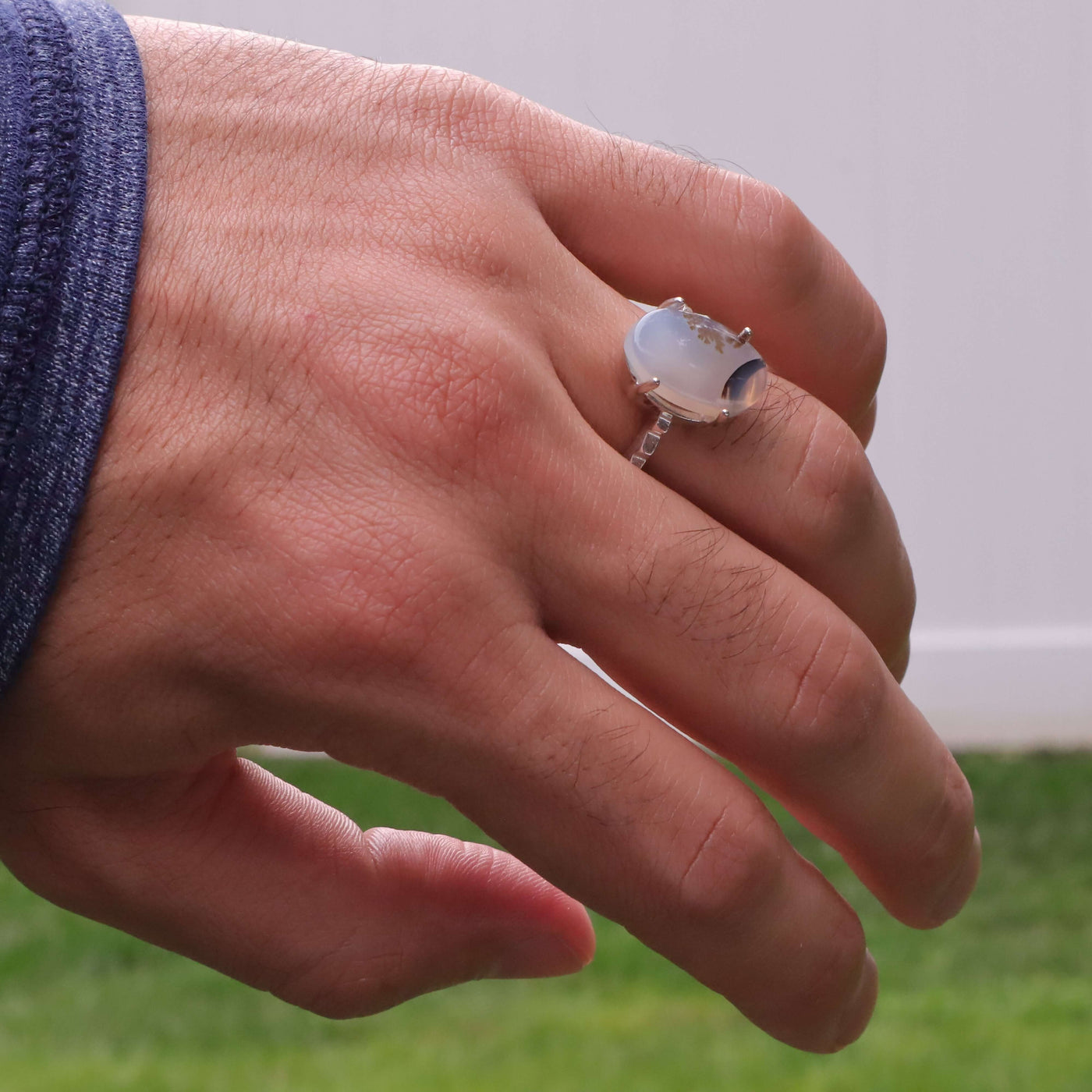 Shajari Akik Ring For Women | Natural Yemeni Aqeeq Ring For Ladies Sterling Silver | US Size 8 - AlAliGems