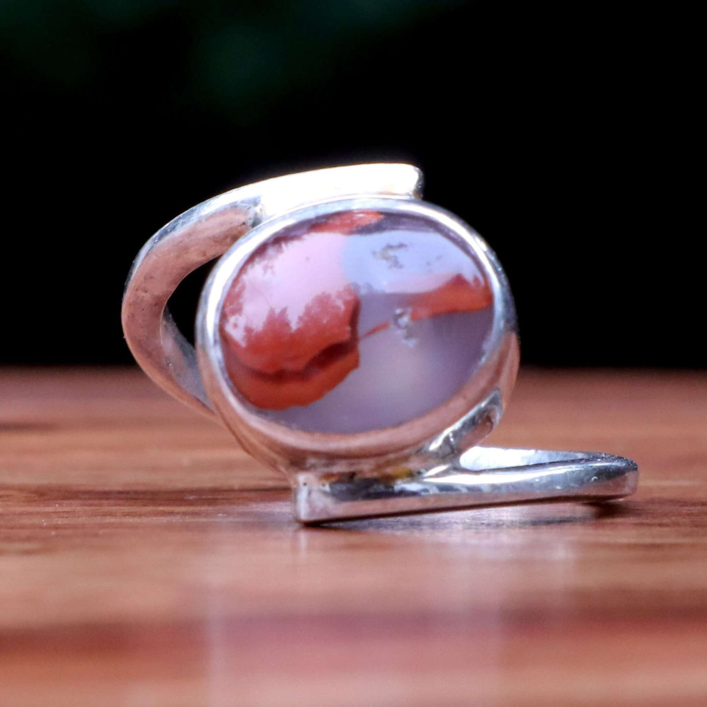 Mosawar Akik Stone Ring For Women | Natural Yemeni Aqeeq Ring For Ladies Sterling Silver | US Size 7 - AlAliGems