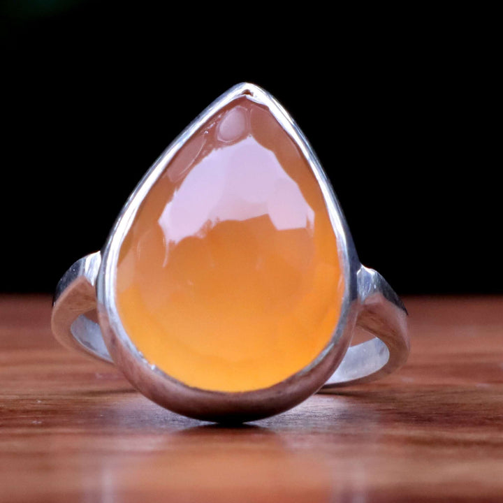 Diamond Cut Honey Yemeni Aqeeq Ring For Ladies | Handmade Silver Akik Stone Ring For Women | US Size 8 - AlAliGems