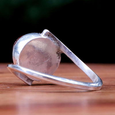 Diamond Cut Dark Red Yemeni Aqeeq Ring For Ladies | Handmade Silver Red Akik Stone Ring For Women | US Size 8.5 - AlAliGems