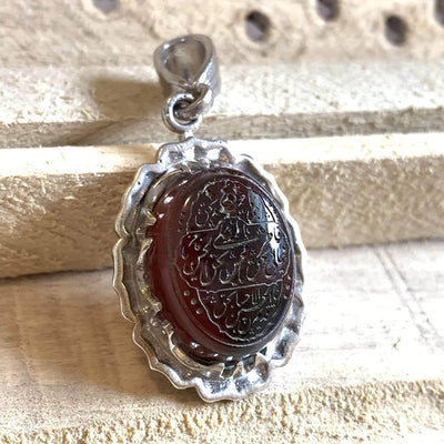 Black Akik Pendant for men and women | S925K | Jazaa Black Yemeni Aqeeq Stone Pendant | Jazaa Black Aqeeq Yemeni | AlAliGems - Al Ali Gems