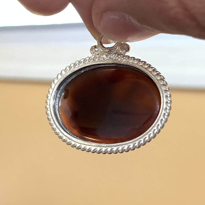 Black Akik Pendant for men and women | S925K | Jazaa Black Yemeni Aqeeq Stone Pendant | Jazaa Black Aqeeq Yemeni | AlAliGems - Al Ali Gems