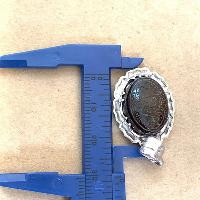 Black Akik Pendant for men and women | S925K | Jazaa Black Yemeni Aqeeq Stone Pendant | Jazaa Black Aqeeq Yemeni | AlAliGems - Al Ali Gems