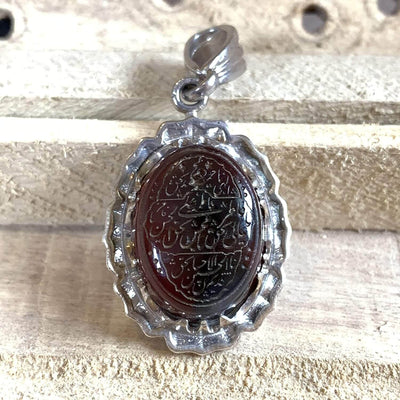 Black Akik Pendant for men and women | S925K | Jazaa Black Yemeni Aqeeq Stone Pendant | Jazaa Black Aqeeq Yemeni | AlAliGems - Al Ali Gems