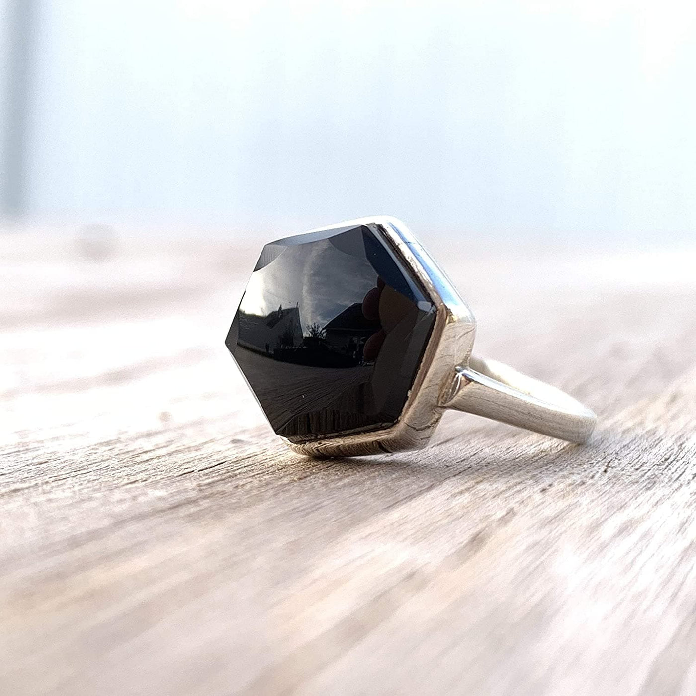 Black Aqeeq Aqeeq Stone Ring For Women | Hirz Jawad | Yemeni Aqeeq Ring | AlAliGems Size 6 - Al Ali Gems