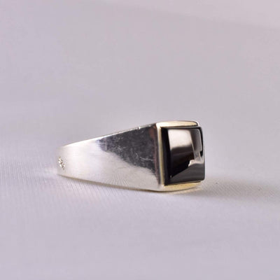 Black Aqeeq onyx aqeeq stone ring for men and women | Hirz Jawad | Yemeni Aqeeq Ring Size 10 - Al Ali Gems