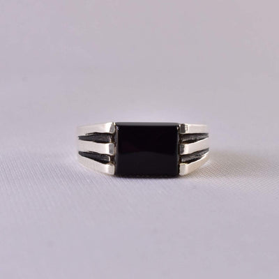 Black Aqeeq onyx aqeeq stone ring for men and women | Yemeni Aqeeq Ring Size 10 - Al Ali Gems