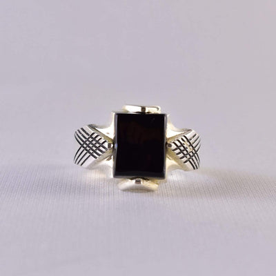 Black Aqeeq onyx aqeeq stone ring for men and women | Yemeni Aqeeq Ring Size 10 - Al Ali Gems