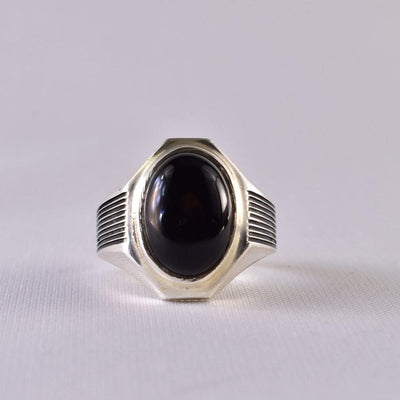 Black Aqeeq onyx aqeeq stone ring for men and women | Hirz Jawad | Yemeni Aqeeq Ring Size 10 - Al Ali Gems