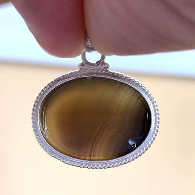 Black Yemeni Aqeeq Stone Pendant Necklace With Surat Al Falaq Engraved | Yemeni Akik Stone Silver 925 AlAliGems - Al Ali Gems
