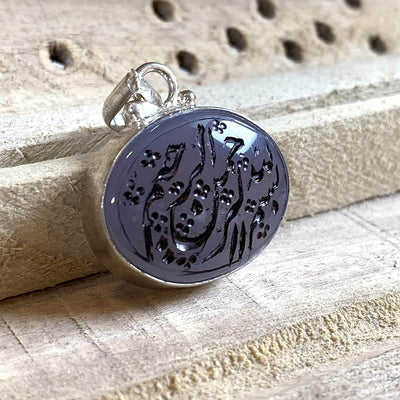 Blue Akik Pendant for men and women | S925K | Blue Yemeni Aqeeq Stone Pendant | Blue Aqeeq Yemeni | AlAliGems - Al Ali Gems