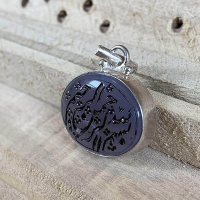 Blue Akik Pendant for men and women | S925K | Blue Yemeni Aqeeq Stone Pendant | Blue Aqeeq Yemeni | AlAliGems - Al Ali Gems