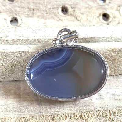 Blue Akik Pendant for men and women | S925K | Blue Yemeni Aqeeq Stone Pendant | Blue Aqeeq Yemeni | AlAliGems - Al Ali Gems
