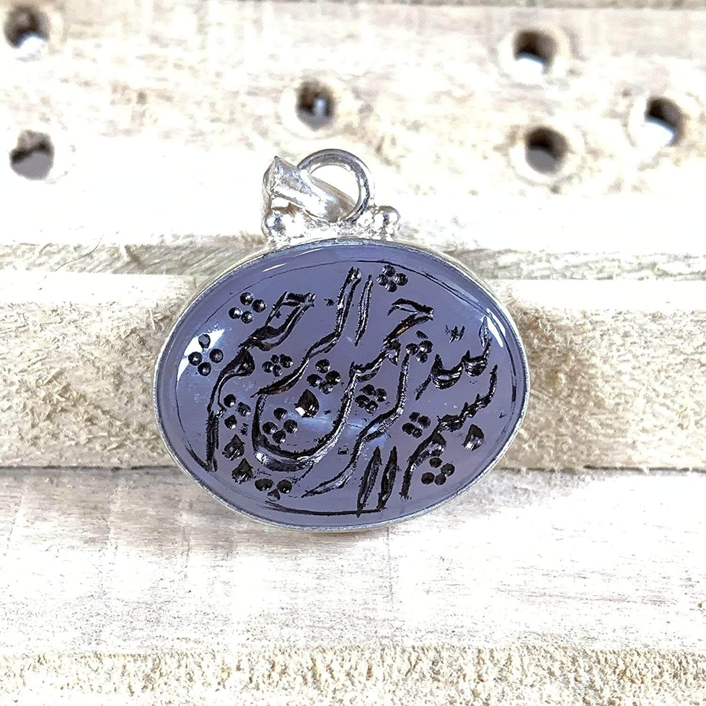 Blue Akik Pendant for men and women | S925K | Blue Yemeni Aqeeq Stone Pendant | Blue Aqeeq Yemeni | AlAliGems - Al Ali Gems