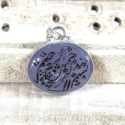Blue Akik Pendant for men and women | S925K | Blue Yemeni Aqeeq Stone Pendant | Blue Aqeeq Yemeni | AlAliGems - Al Ali Gems