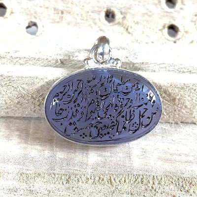 Blue Akik Pendant for men and women | S925K | Blue Yemeni Aqeeq Stone Pendant | Blue Aqeeq Yemeni | AlAliGems - Al Ali Gems