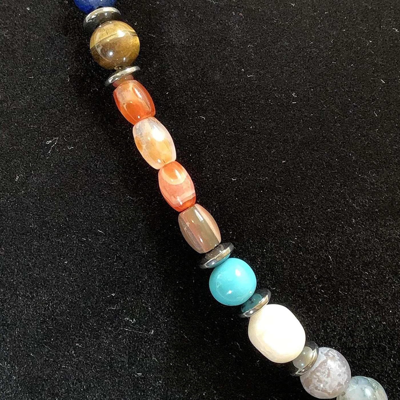 Crystal Cocktail Natural Beads | Aqeeq - Feroza - Hadeed Sini - Tiger Eye | AlAliGems Aqeeq Bracelet - Al Ali Gems