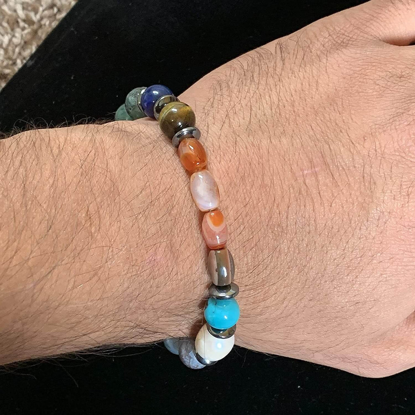 Crystal Cocktail Natural Beads | Aqeeq - Feroza - Hadeed Sini - Tiger Eye | AlAliGems Aqeeq Bracelet - Al Ali Gems