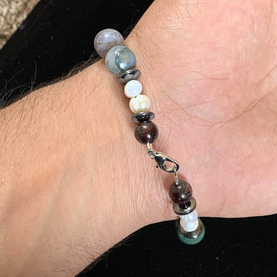 Crystal Cocktail Natural Beads | Aqeeq - Feroza - Hadeed Sini - Tiger Eye | AlAliGems Aqeeq Bracelet - Al Ali Gems