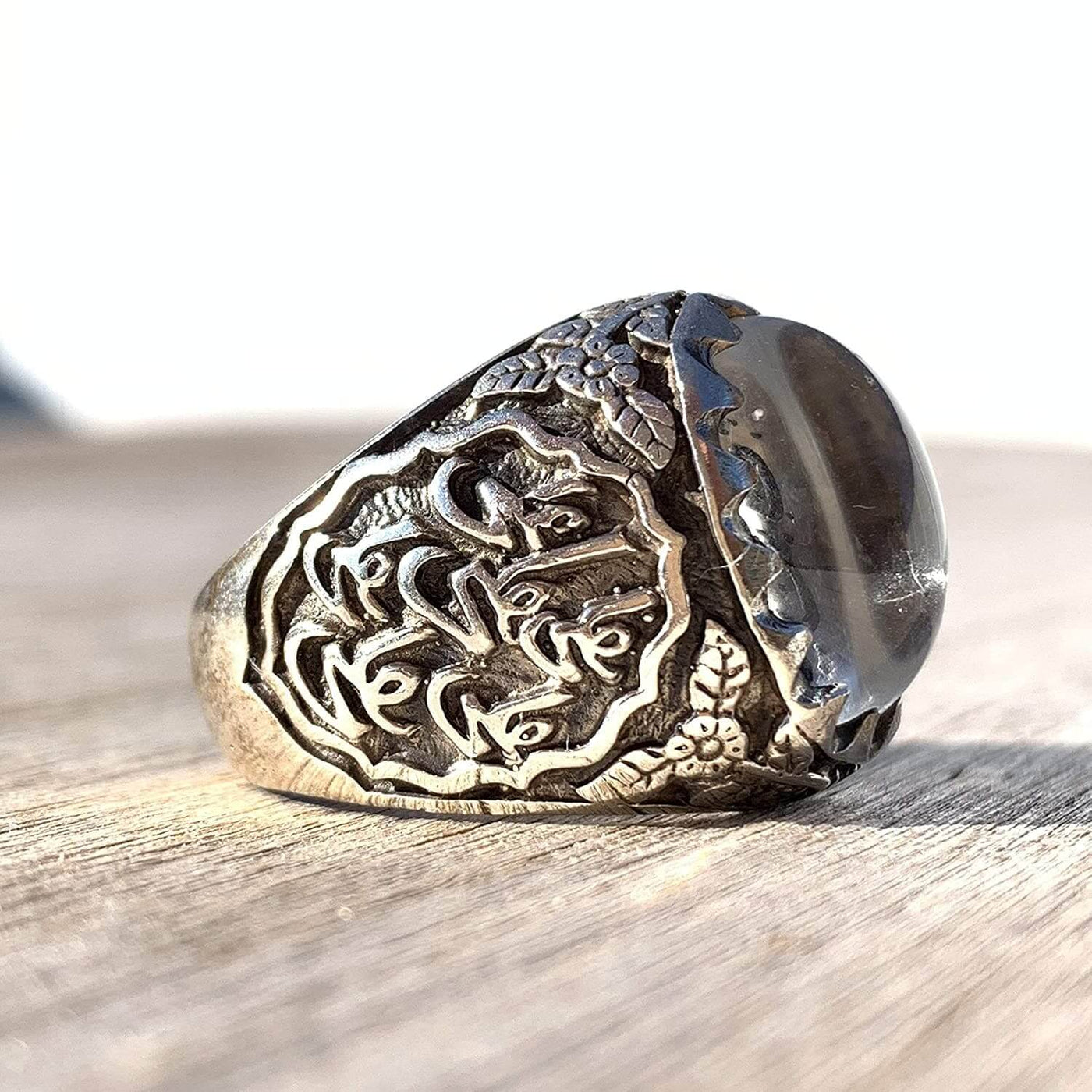 Dur e Najaf Ring Silver | خاتم در النجف الاصلي | AlAliGems | Genuine Dur E Najaf Stone Ring | Engraved Ali Ibn Abi Talib Size 10 - Al Ali Gems