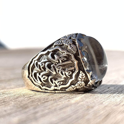 Dur e Najaf Ring Silver | خاتم در النجف الاصلي | AlAliGems | Genuine Dur E Najaf Stone Ring | Engraved Ali Ibn Abi Talib Size 10 - Al Ali Gems