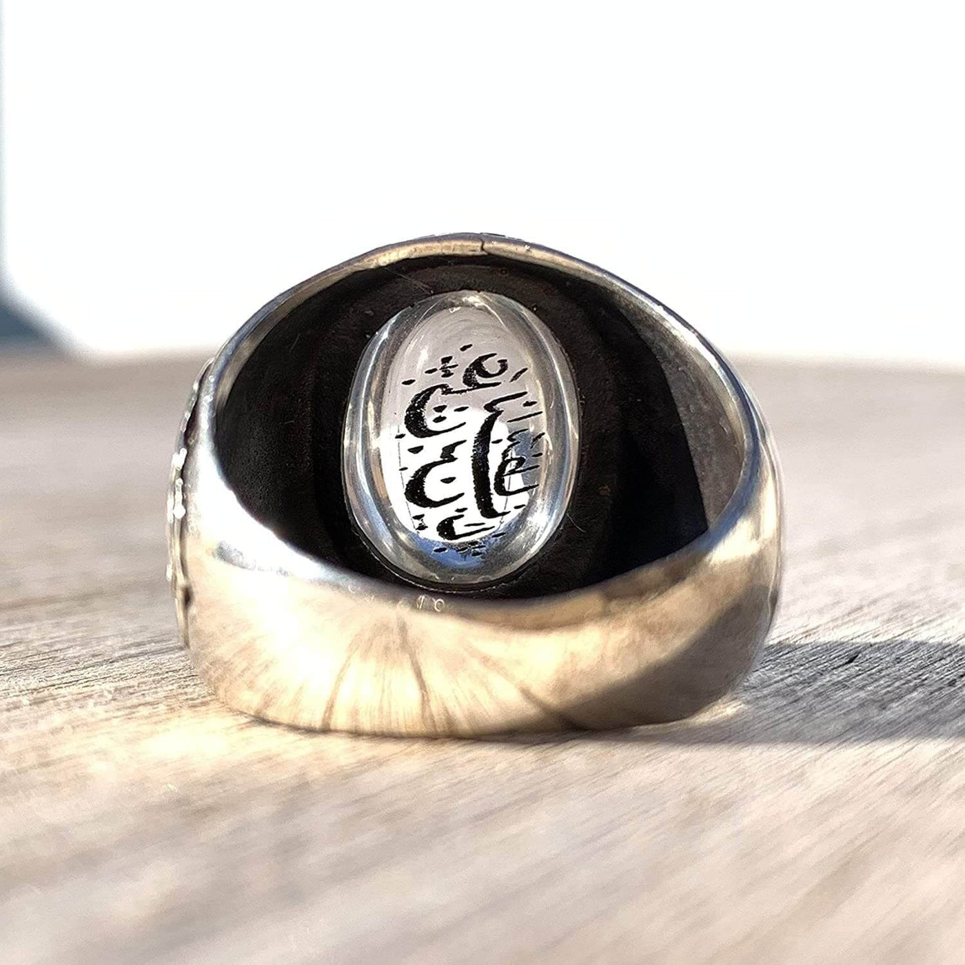 Dur e Najaf Ring Silver | خاتم در النجف الاصلي | AlAliGems | Genuine Dur E Najaf Stone Ring | Engraved Ali Ibn Abi Talib Size 10 - Al Ali Gems