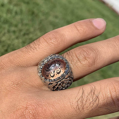 Dur e Najaf Ring Silver | خاتم در النجف الاصلي | AlAliGems | Genuine Dur E Najaf Stone Ring | Engraved Ali Ibn Abi Talib Size 10 - Al Ali Gems