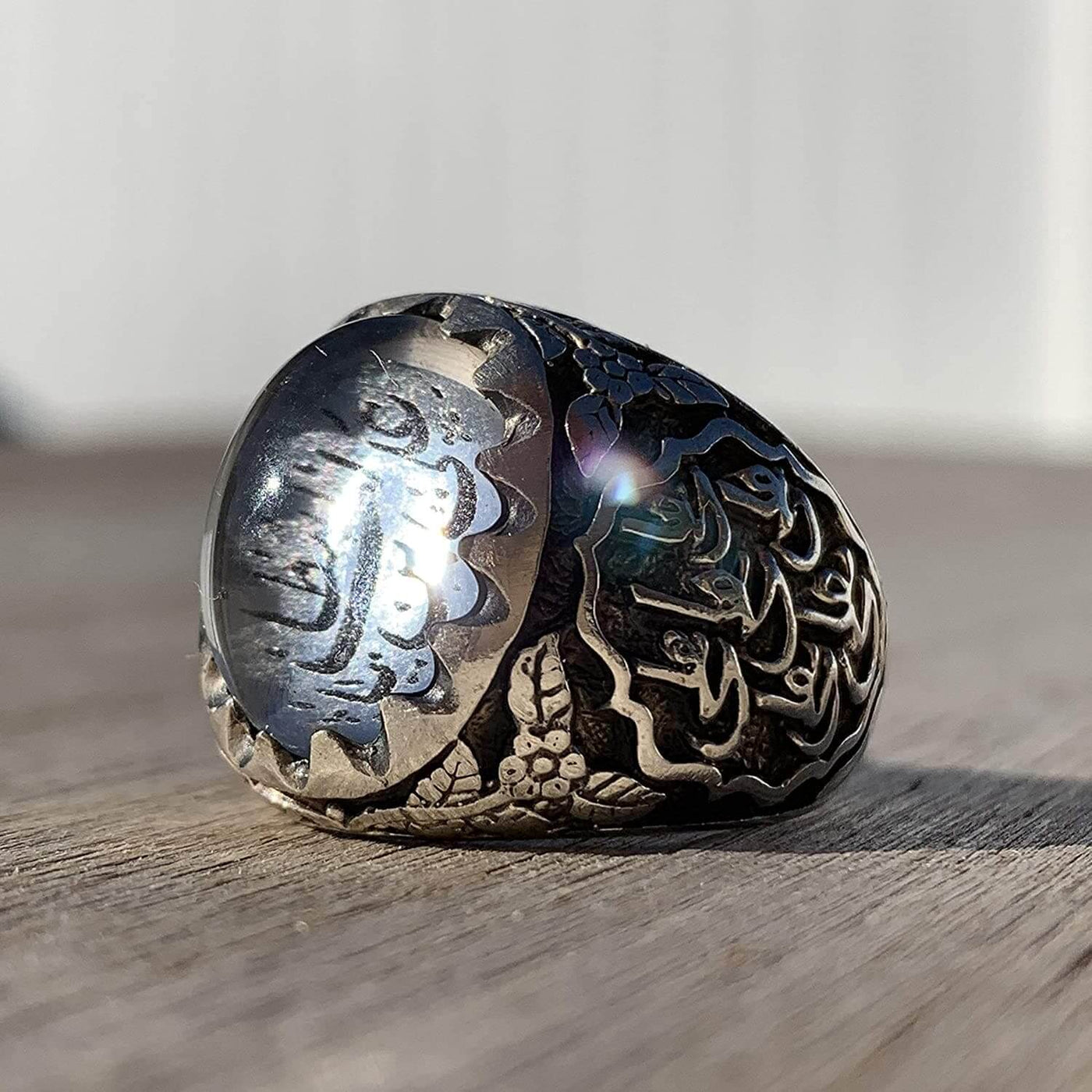 Dur e Najaf Ring Silver | خاتم در النجف الاصلي | AlAliGems | Genuine Dur E Najaf Stone Ring | Engraved Ali Ibn Abi Talib Size 10 - Al Ali Gems