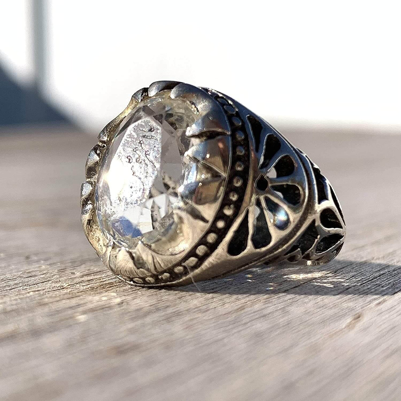 Dur e Najaf Ring Silver | خاتم در النجف الاصلي | AlAliGems | Genuine Dur E Najaf Stone Ring | Engraved Sirat Ali Haq Size 10.25 - Al Ali Gems