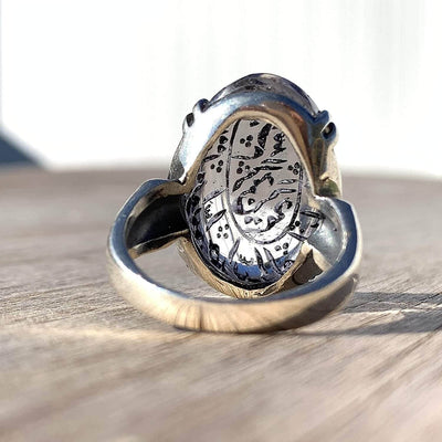 Dur e Najaf Ring Silver | خاتم در النجف الاصلي | AlAliGems | Genuine Dur E Najaf Stone Ring | Engraved Surat Al Ikhlas Size 11 - Al Ali Gems