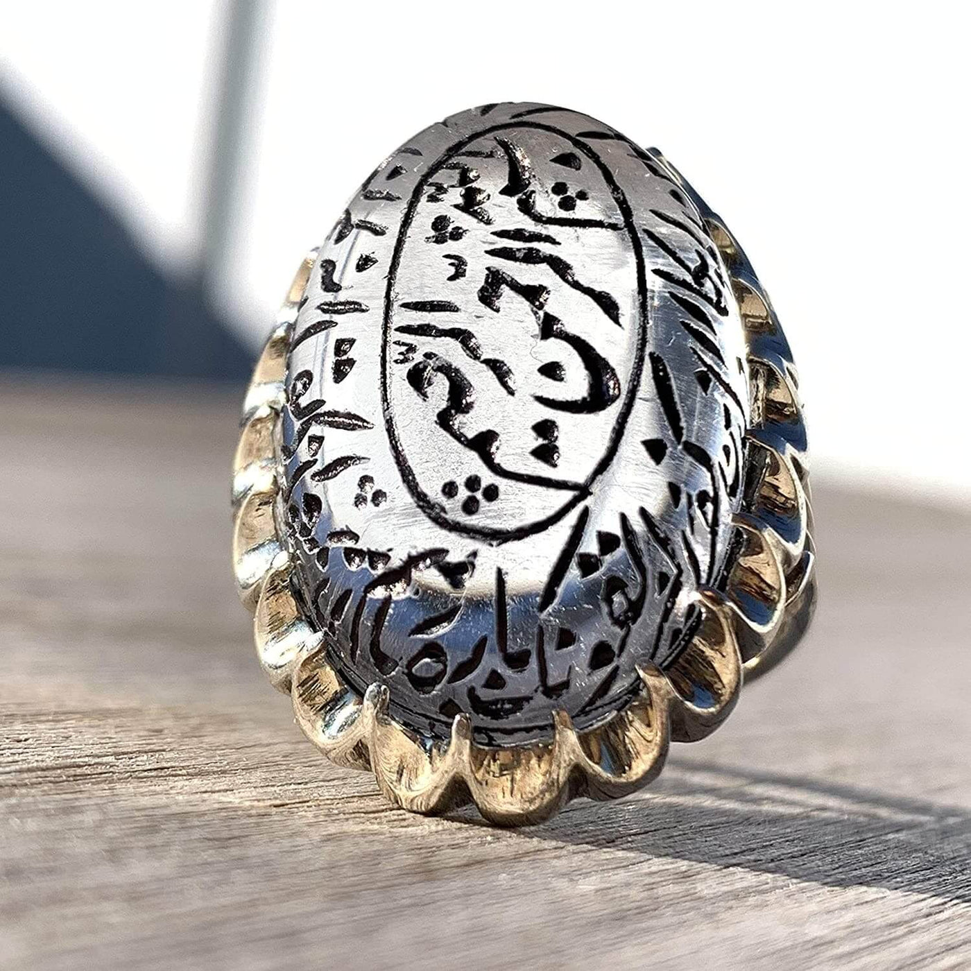 Dur e Najaf Ring Silver | خاتم در النجف الاصلي | AlAliGems | Genuine Dur E Najaf Stone Ring | Engraved Wain yakadu allatheena kafaroo Size 9.5 - Al Ali Gems