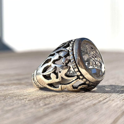 Dur e Najaf Ring Silver | خاتم در النجف الاصلي | AlAliGems | Genuine Dur E Najaf Stone Ring | Engraved Ya Amir Al Momenin Size 8.5 - Al Ali Gems