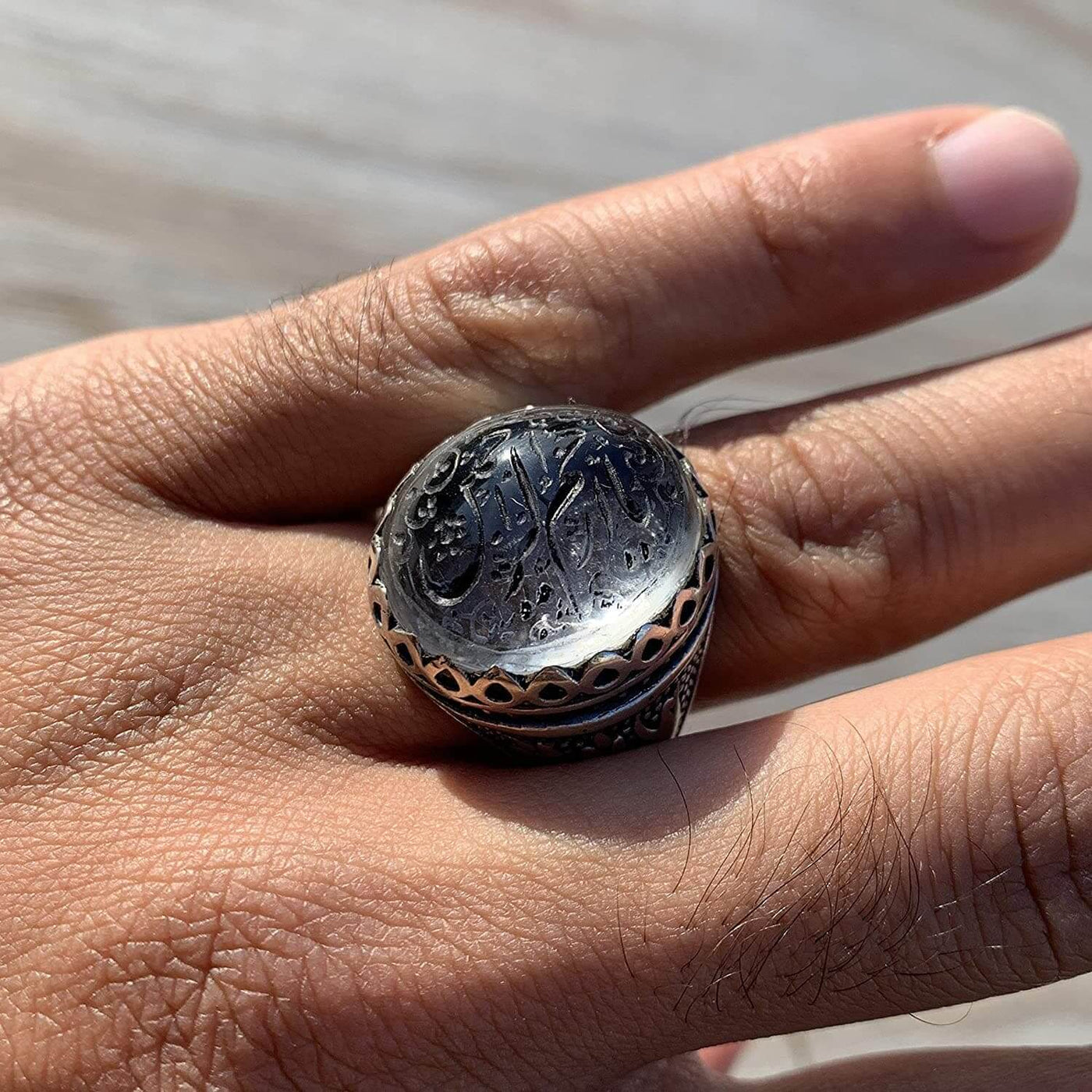 Dur e Najaf Ring Silver | خاتم در النجف الاصلي | AlAliGems | Genuine Dur E Najaf Stone Ring | Engraved Ya Arham Al Rahimeen Size 12 - Al Ali Gems