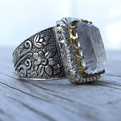 Dur e Najaf Ring Silver | خاتم در النجف الاصلي | AlAliGems | Genuine Dur E Najaf Stone Ring | Ya Ali Engraving Size 10 - Al Ali Gems
