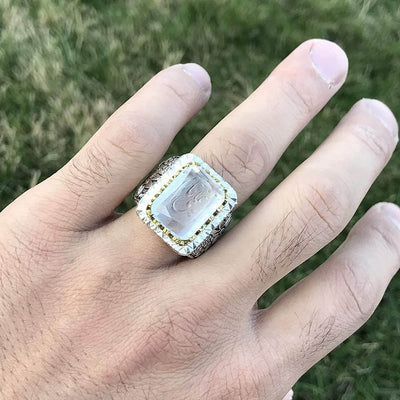 Dur e Najaf Ring Silver | خاتم در النجف الاصلي | AlAliGems | Genuine Dur E Najaf Stone Ring | Ya Ali Engraving Size 10 - Al Ali Gems