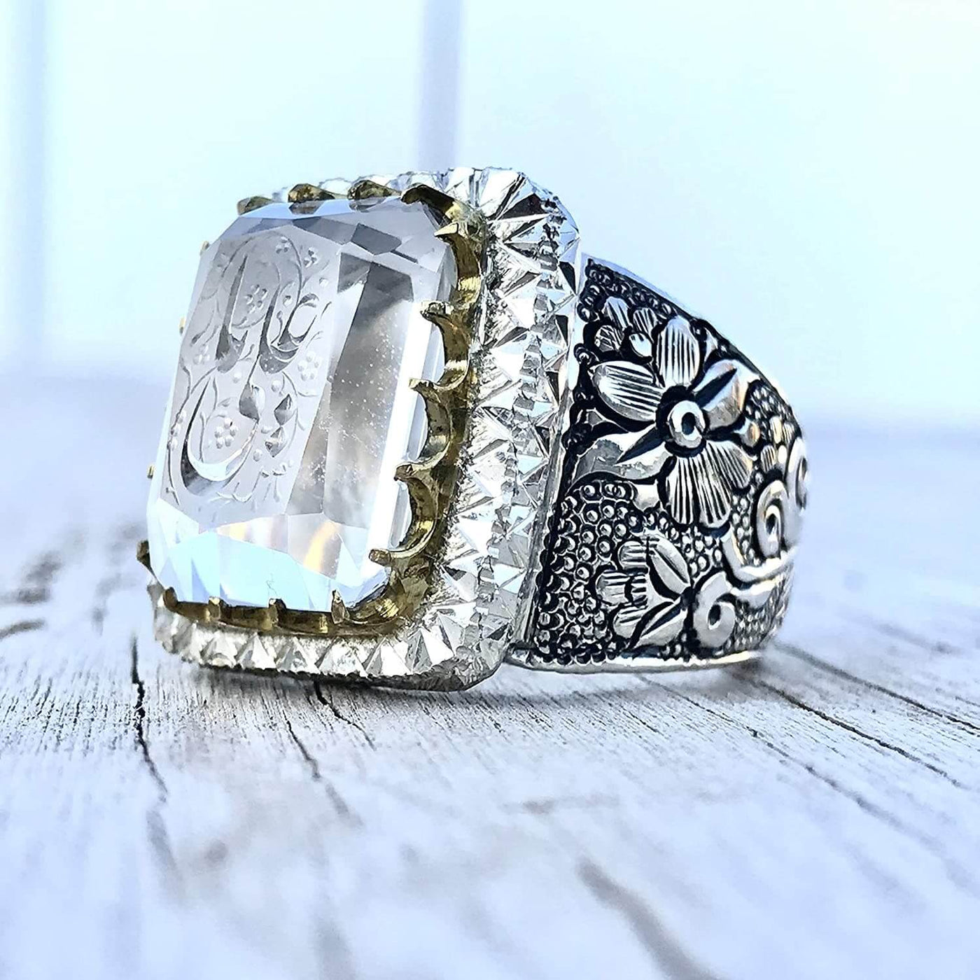 Dur e Najaf Ring Silver | خاتم در النجف الاصلي | AlAliGems | Genuine Dur E Najaf Stone Ring | Ya Ali Engraving Size 10 - Al Ali Gems