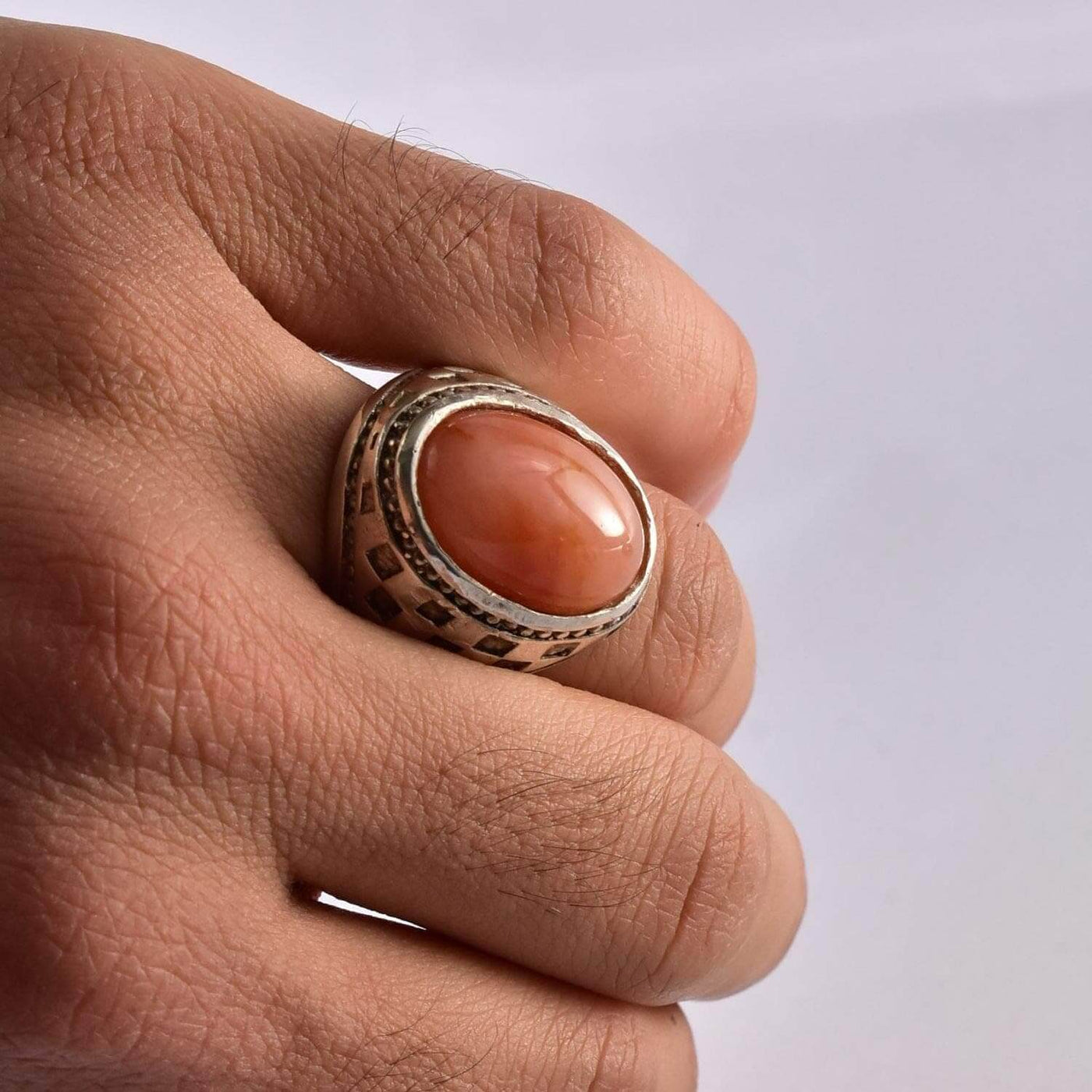 Dur e Najaf Ring Silver | خاتم در النجف الاصلي | AlAliGems | Red Dur Hussaini Stone Ring Size 10.5 - Al Ali Gems