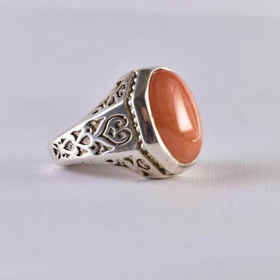 Dur e Najaf Ring Silver | خاتم در النجف الاصلي | AlAliGems | Red Dur Hussaini Stone Ring Size 11 - Al Ali Gems