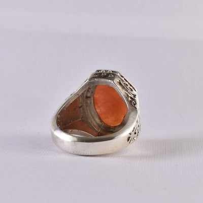 Dur e Najaf Ring Silver | خاتم در النجف الاصلي | AlAliGems | Red Dur Hussaini Stone Ring Size 11 - Al Ali Gems