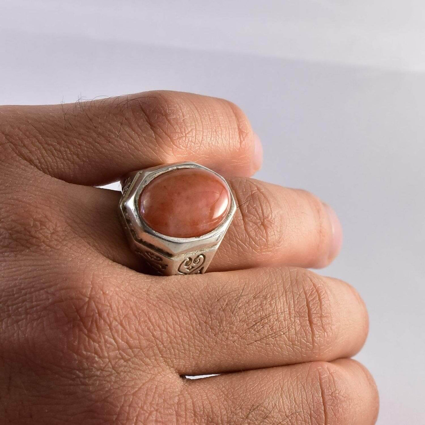 Dur e Najaf Ring Silver | خاتم در النجف الاصلي | AlAliGems | Red Dur Hussaini Stone Ring Size 11 - Al Ali Gems