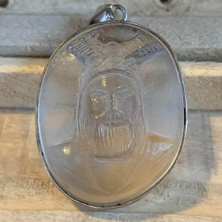 Dur E Najaf Stone Pendant (Quartz) - Abbas Imaginary Face - Al Ali Gems