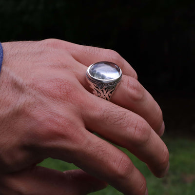 Handmade Dur e Najaf Ring Sterling Silver 92.5 | Original Dur Alnajaf Stone خاتم در النجف الاصلي | US Size 13 - AlAliGems