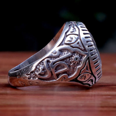 Handmade Dur e Najaf Ring Sterling Silver 92.5 | Original Dur Alnajaf Stone Engraved with Wilayah Ali ibn Abi Talib Hisni and whomever enter my shelter is safegured from my punshiment | US Size 11 - AlAliGems