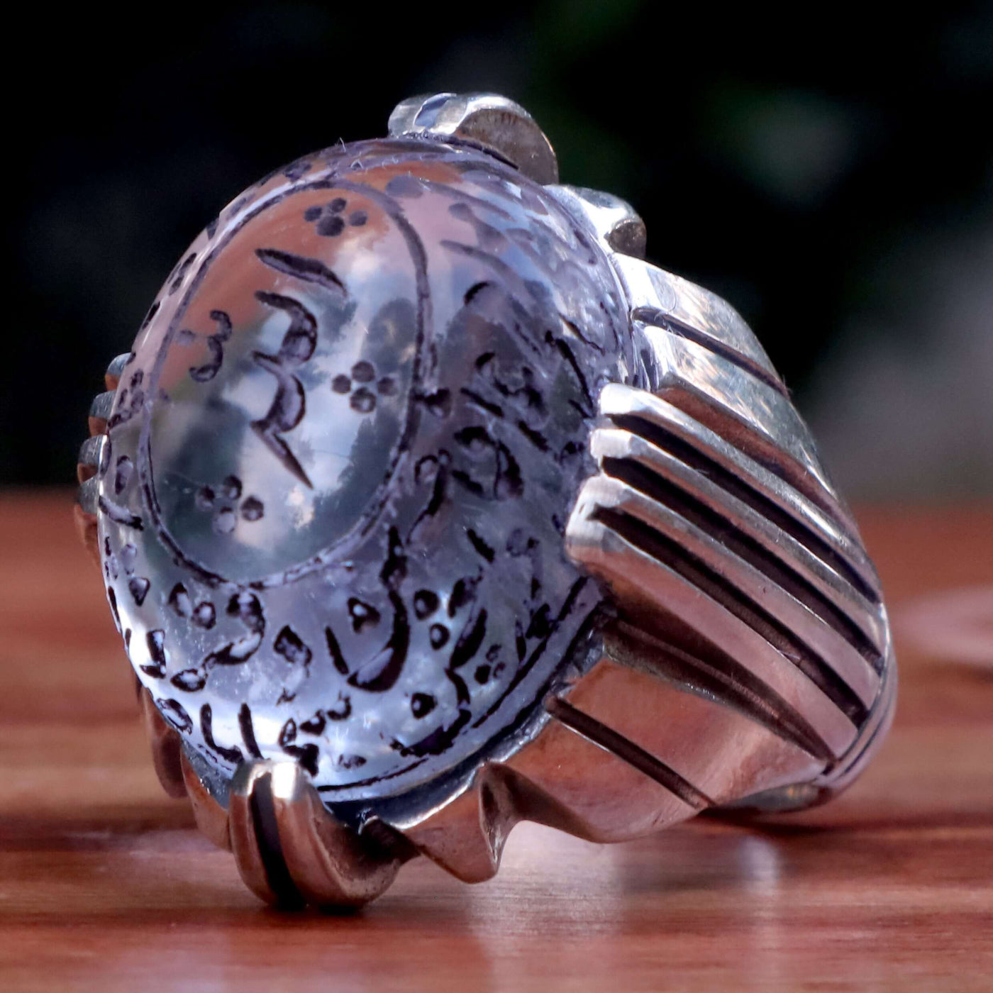 Handmade Dur e Najaf Ring Sterling Silver 92.5 | Original Dur Alnajaf Stone Engraved with Allah Named And Ahlulbayt Names with the full 12 Imams PBUT | US Size 13 - AlAliGems