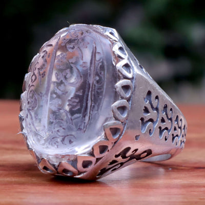 Handmade Dur e Najaf Ring Sterling Silver 92.5 | Original Dur Alnajaf Stone Engraved with Ali Wali Allah | US Size 12 - AlAliGems