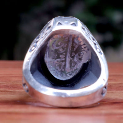 Handmade Dur e Najaf Ring Sterling Silver 92.5 | Original Dur Alnajaf Stone Engraved with Ali Wali Allah | US Size 12 - AlAliGems